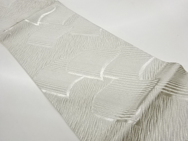 リサイクル　瓦に斜め縞模様織出し袋帯